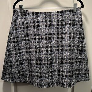 Loft Black, Blue, and White Plaid Mini Skirt